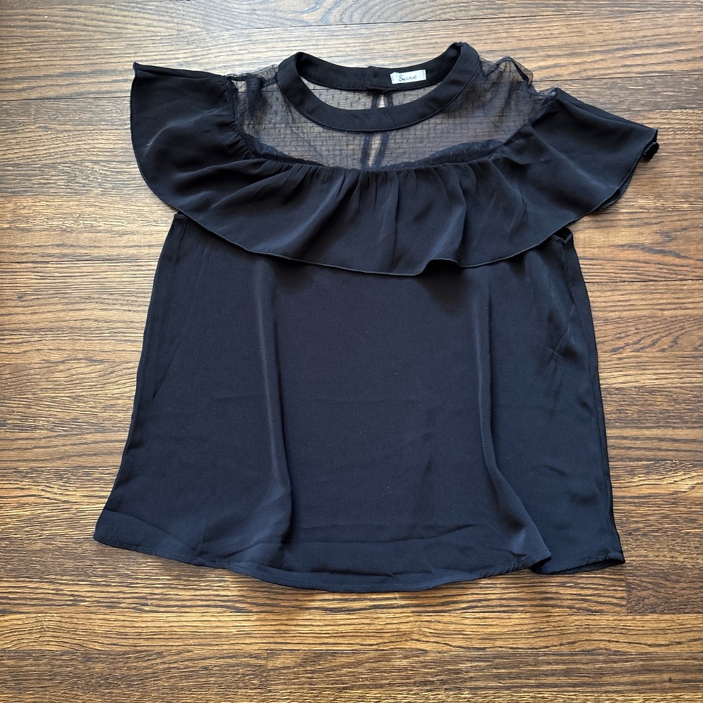 Chic Black Ruffle Blouse